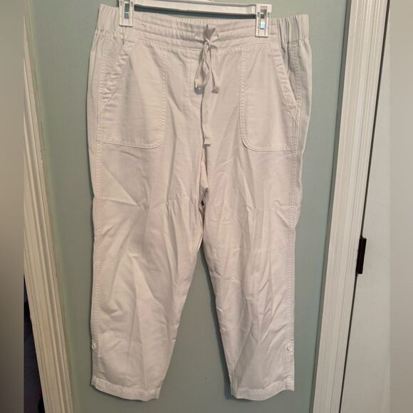 Talbots White Capris Relaxed Fit Elastic Waist SZ 10P (T37) - Picture 1 of 7